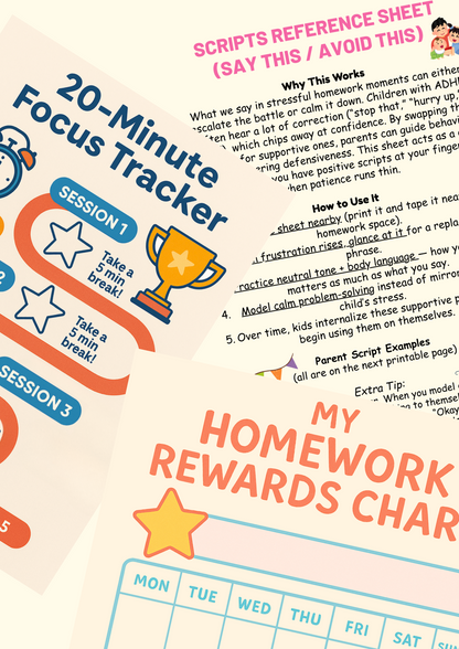 Homework Toolkit – Printable Routines, Trackers & Scripts